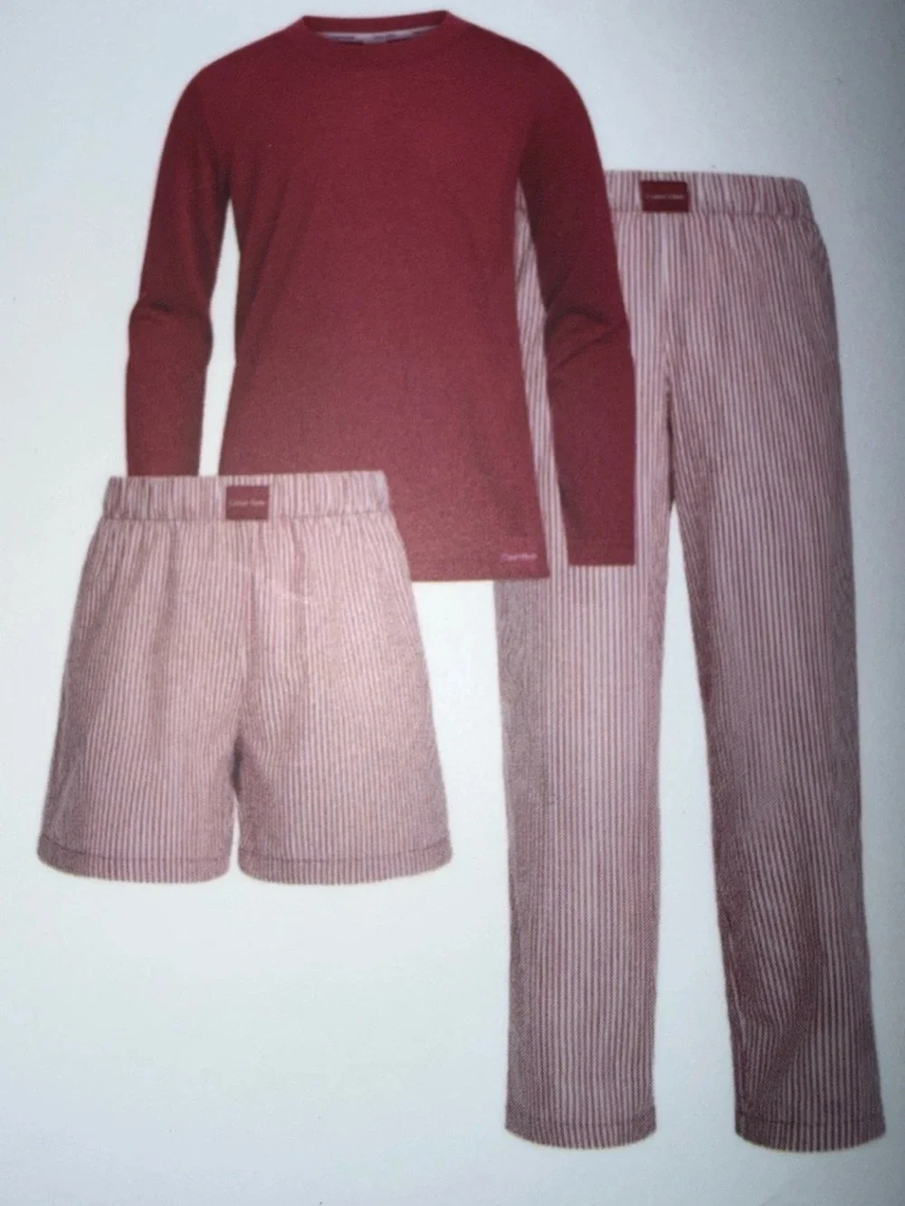 Calvin Klein NWT Girls 3-Piece Red Stripe Pajama Set Size M 10/12- 001*